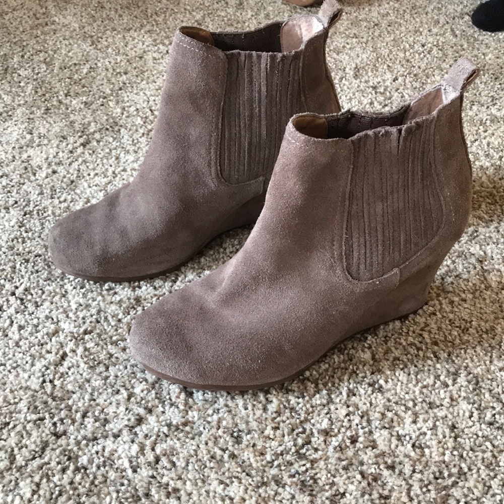 Suede wedge booties