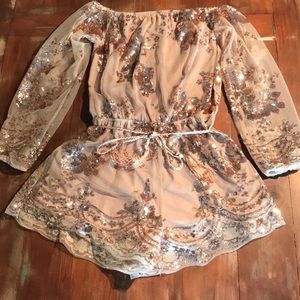 Rose Gold Sequins Romper