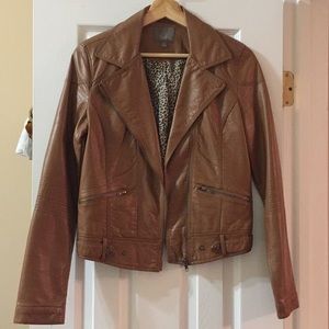 Cognac vegan leather jacket