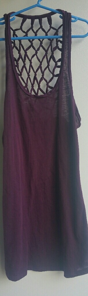 Lightweight Burgundy Net/Crochet Tank Shift Dress