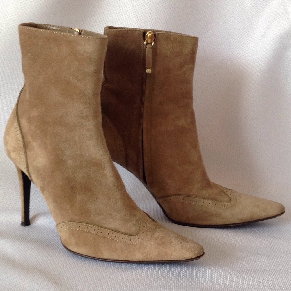 Ralph Lauren Collection Tan Suede Ankle Boot