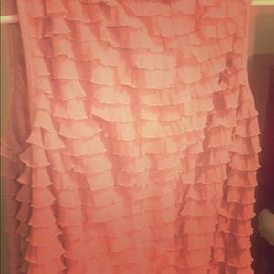 Pink blush sleeveless shirt w ruffles