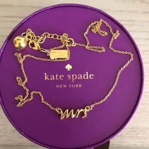 Kate Spade “Mrs” necklace gold with box!