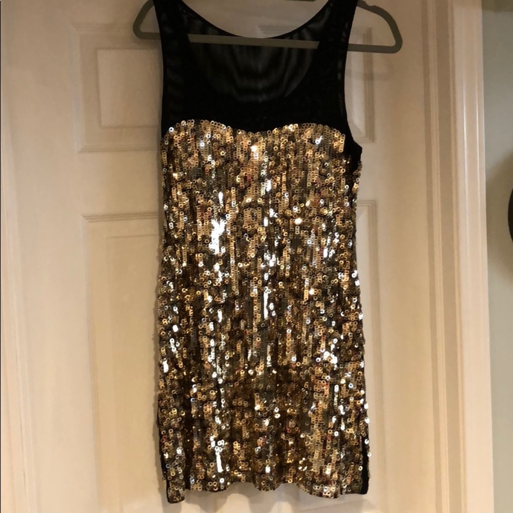 Express Gold Sequin Dress