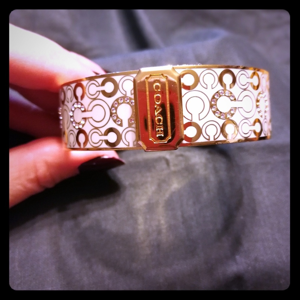 Authentic white & gold Signature Coach Bangle