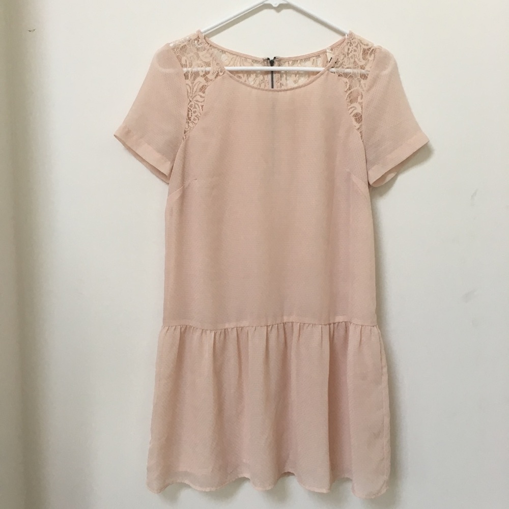 UO Pale Pink Drop Waist Dress
