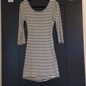 Striped black and cream midi