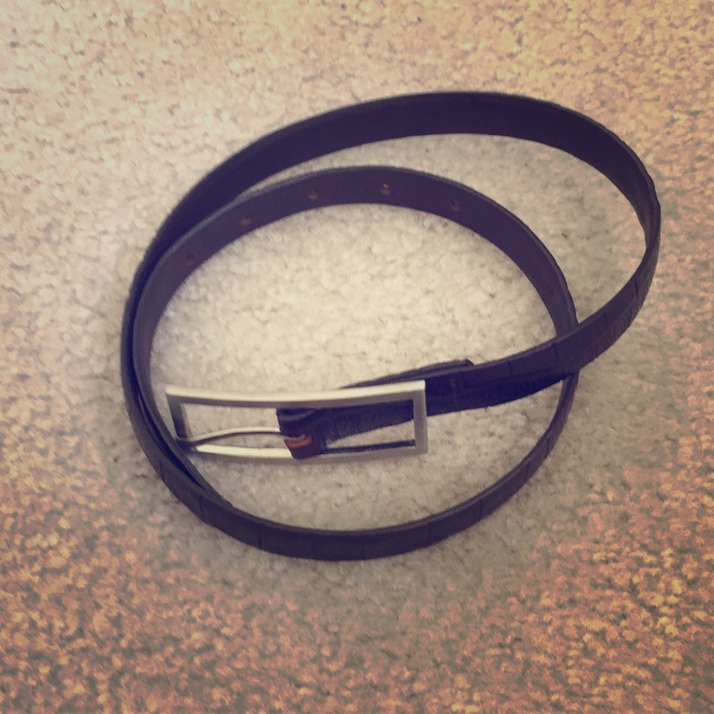 Italian leather belt. Brown with silver buckle