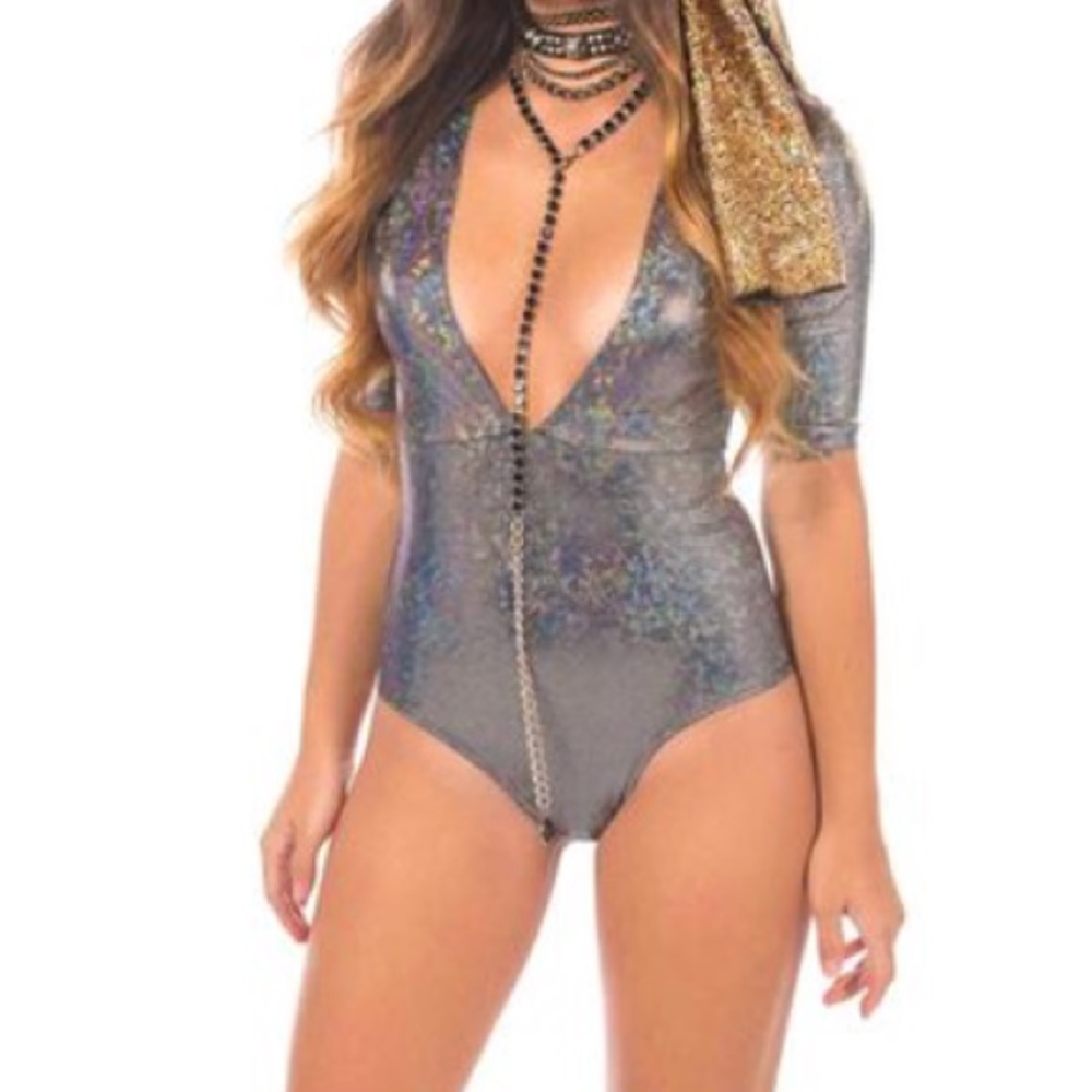 EDC Holographic silver/black bodysuit