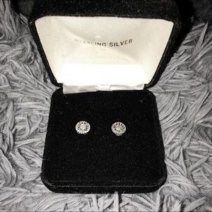 Sterling Silver Diamond Cluster Earrings