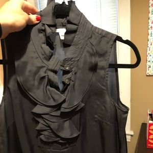 Jcrew sleeveless ruffled blouse.