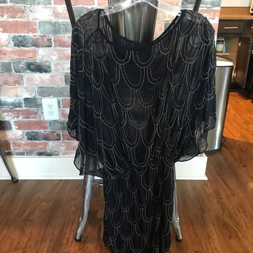 Beaded navy dress