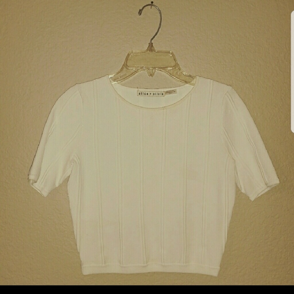 Alice + Olivia White Crop Top