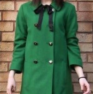Topshop green vintage style peacoat with bow tie