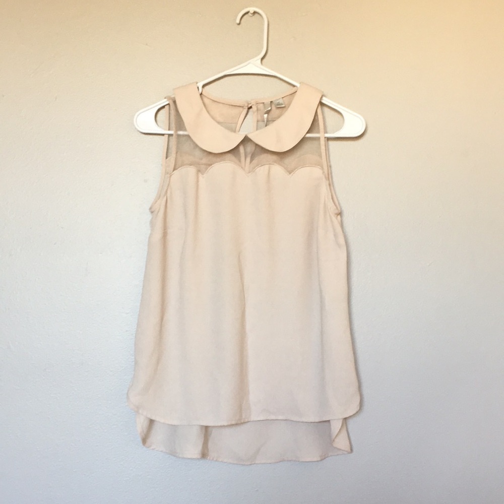 Peter Pan Collar Mesh Blouse