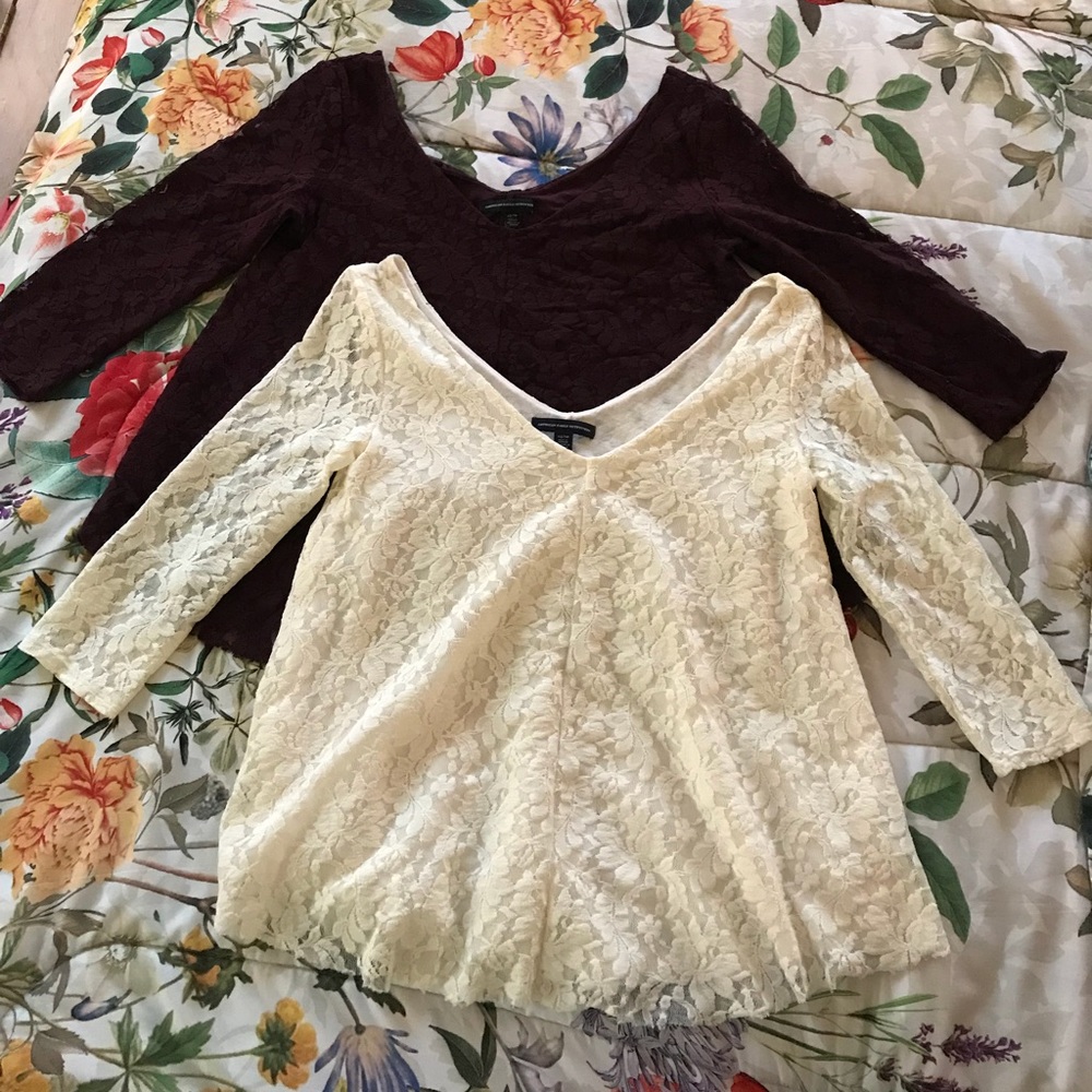 Two 3/4 sleeve lace tops