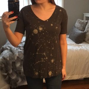 Star/Galaxy Gray Short Sleeved T-Shirt with Gold