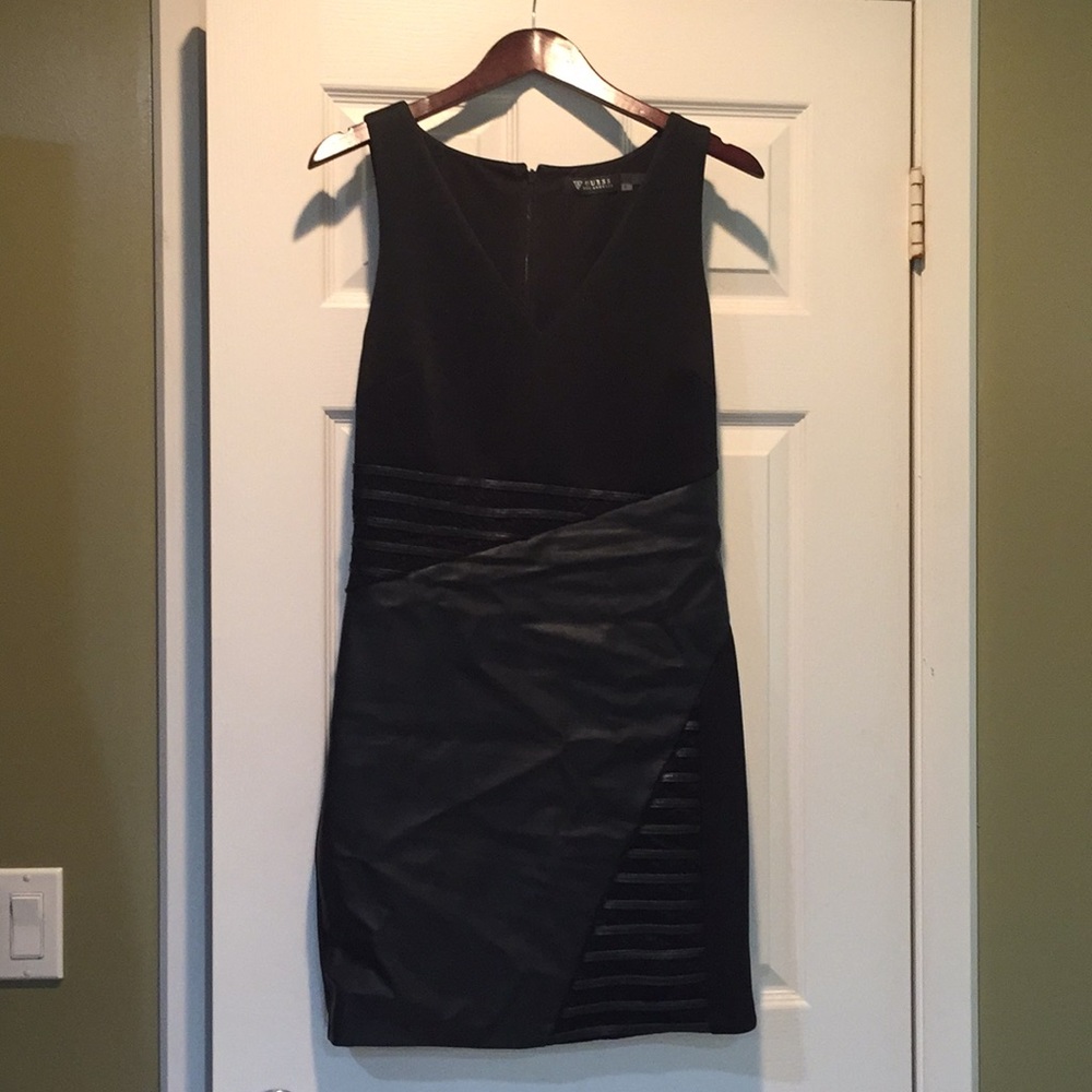 Guess black dress with pleather in skirt