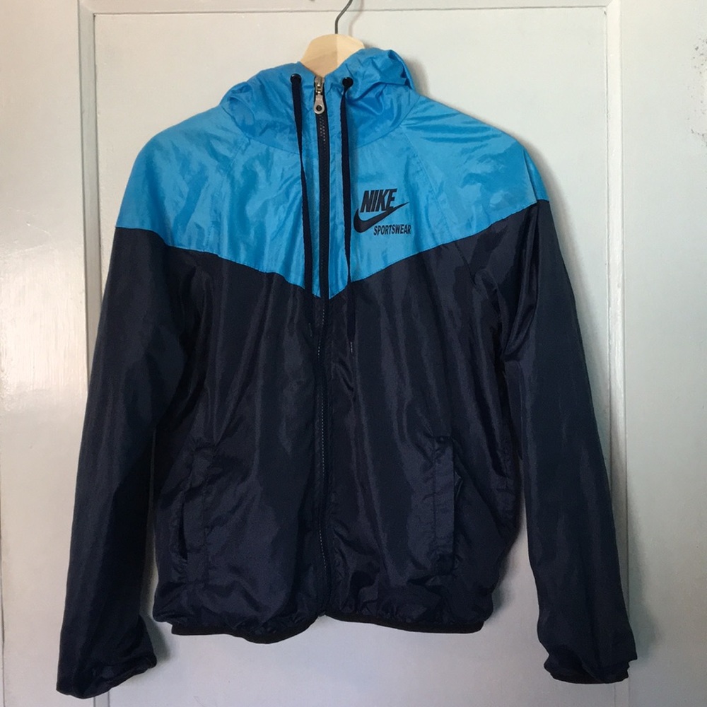 Blue and black Nike windbreaker