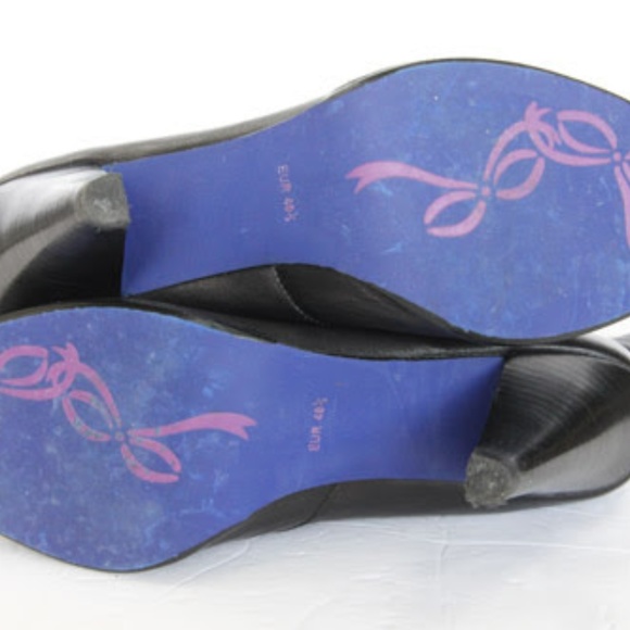 Poetic License Black Leather Boots Heels Bow - Picture 7 of 7