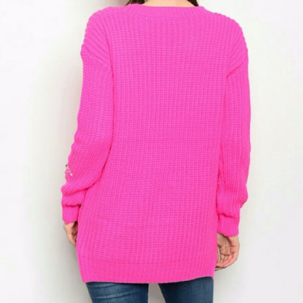 HOT PINK OVERSIZED SWEATER - Picture 3 of 3