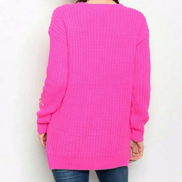 HOT PINK OVERSIZED SWEATER - Picture 3 of 3