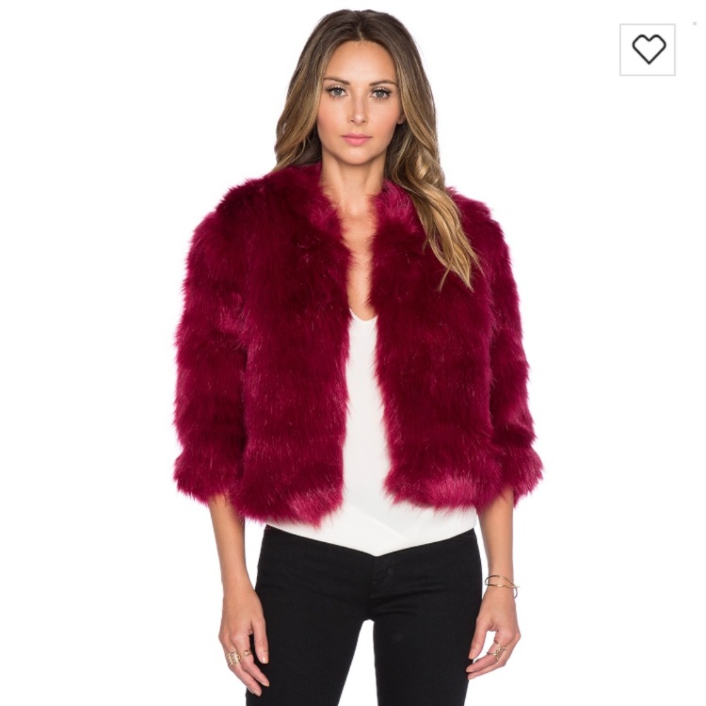 Wine colored faux fur jacket / coat
