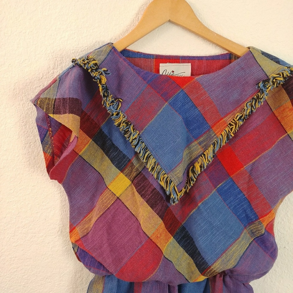 Vintage Fray Scarf Plaid Dress Addie S.L. Fashions