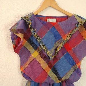 Vintage Fray Scarf Plaid Dress Addie S.L. Fashions