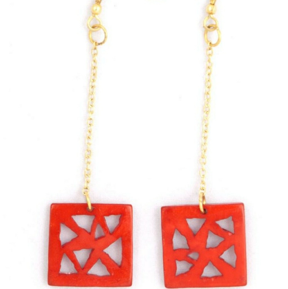 Bone and Brass drop earrings