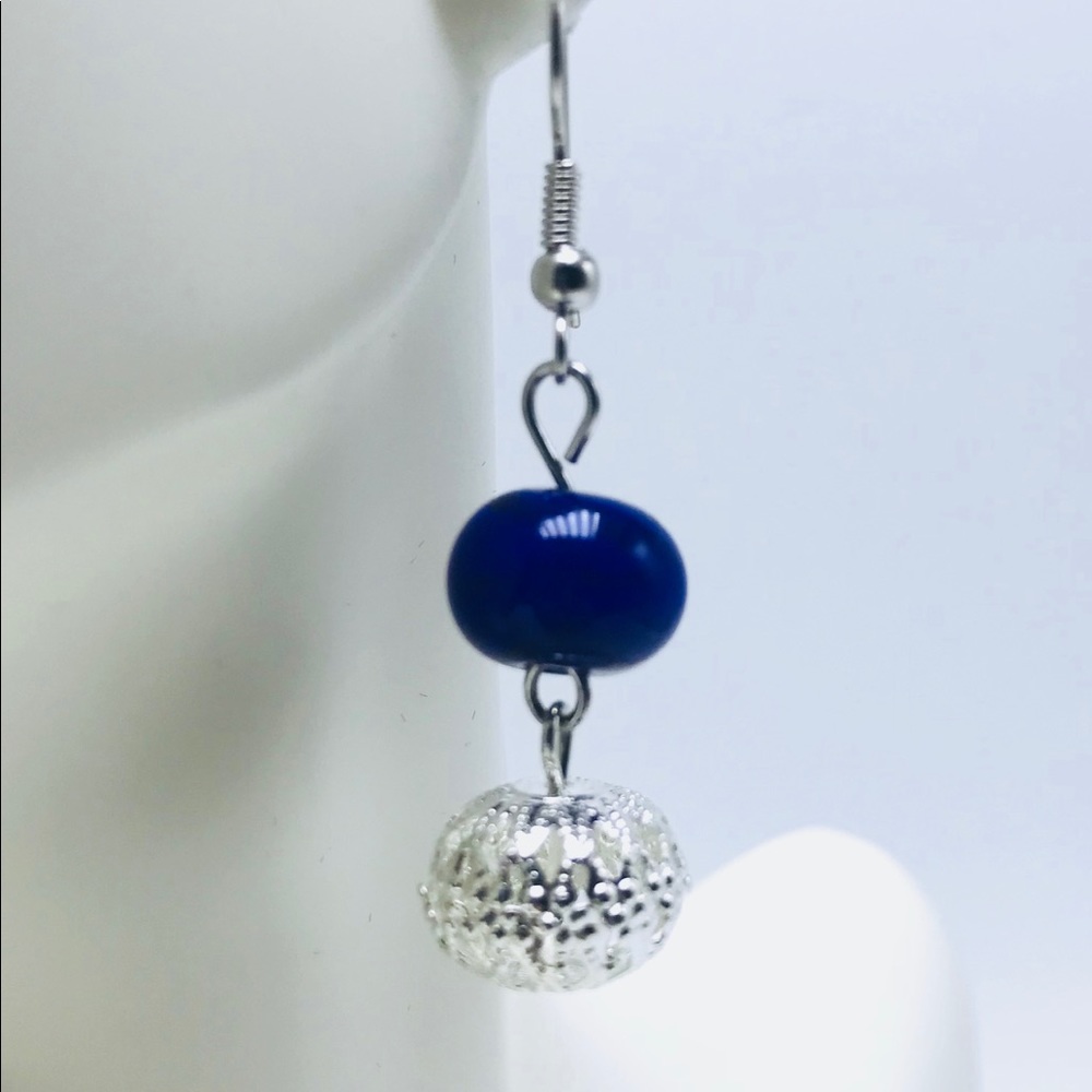 Cobalt & Silver Filigree Earrings