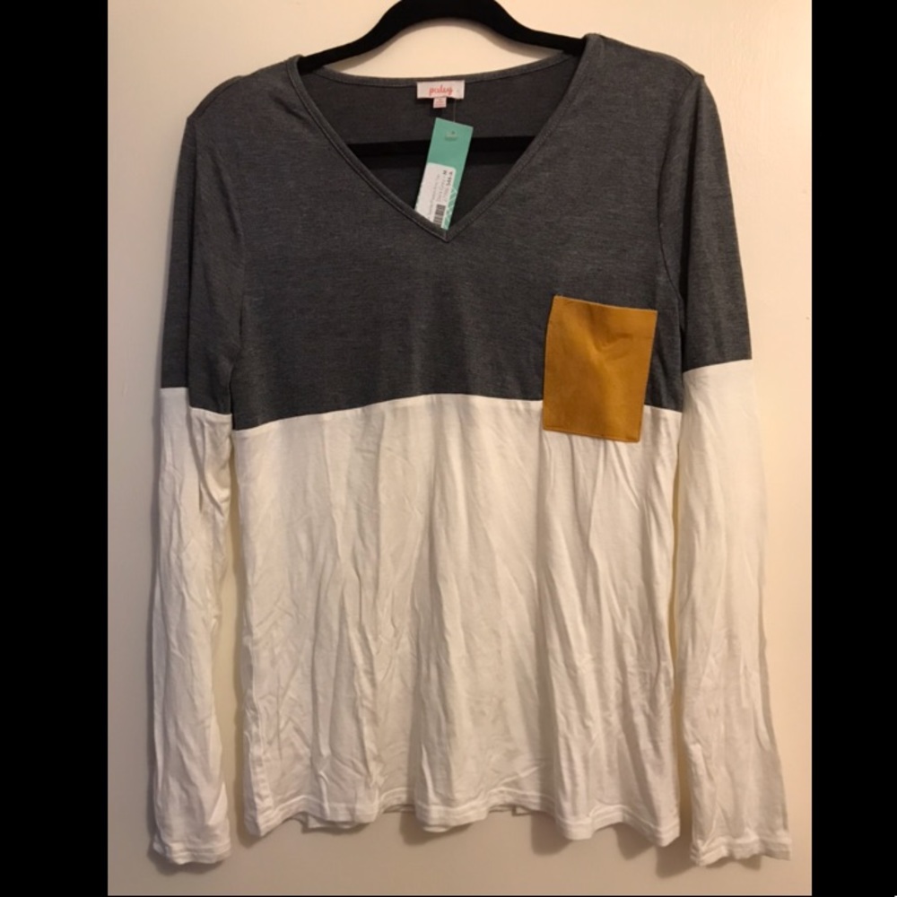 Pixley Matata faux suede pocket knit top size M