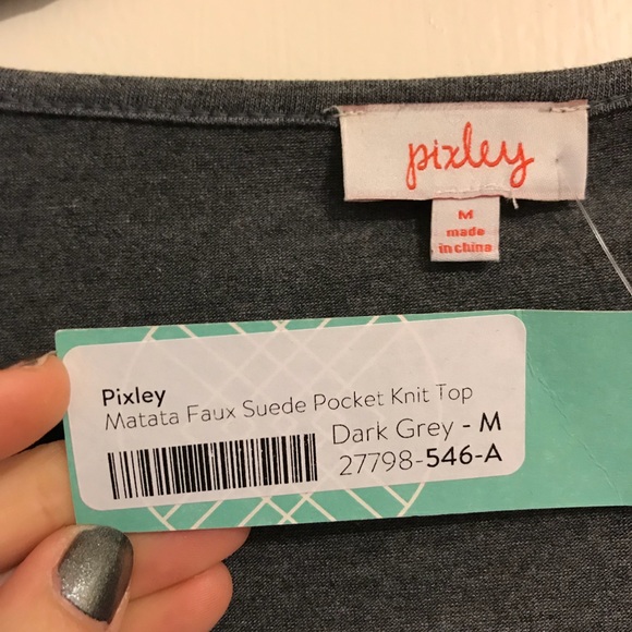 Pixley Matata faux suede pocket knit top size M - Picture 5 of 6