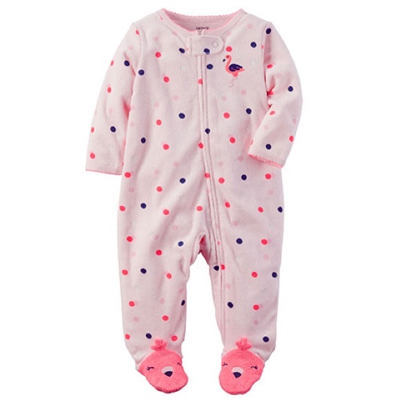 NWT The Childrens Place Flamingo Reindeer Girl Christmas Footed Sleeper Pajamas