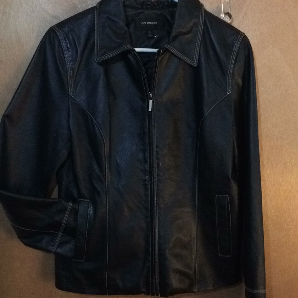 Colebrook black leather jacket med