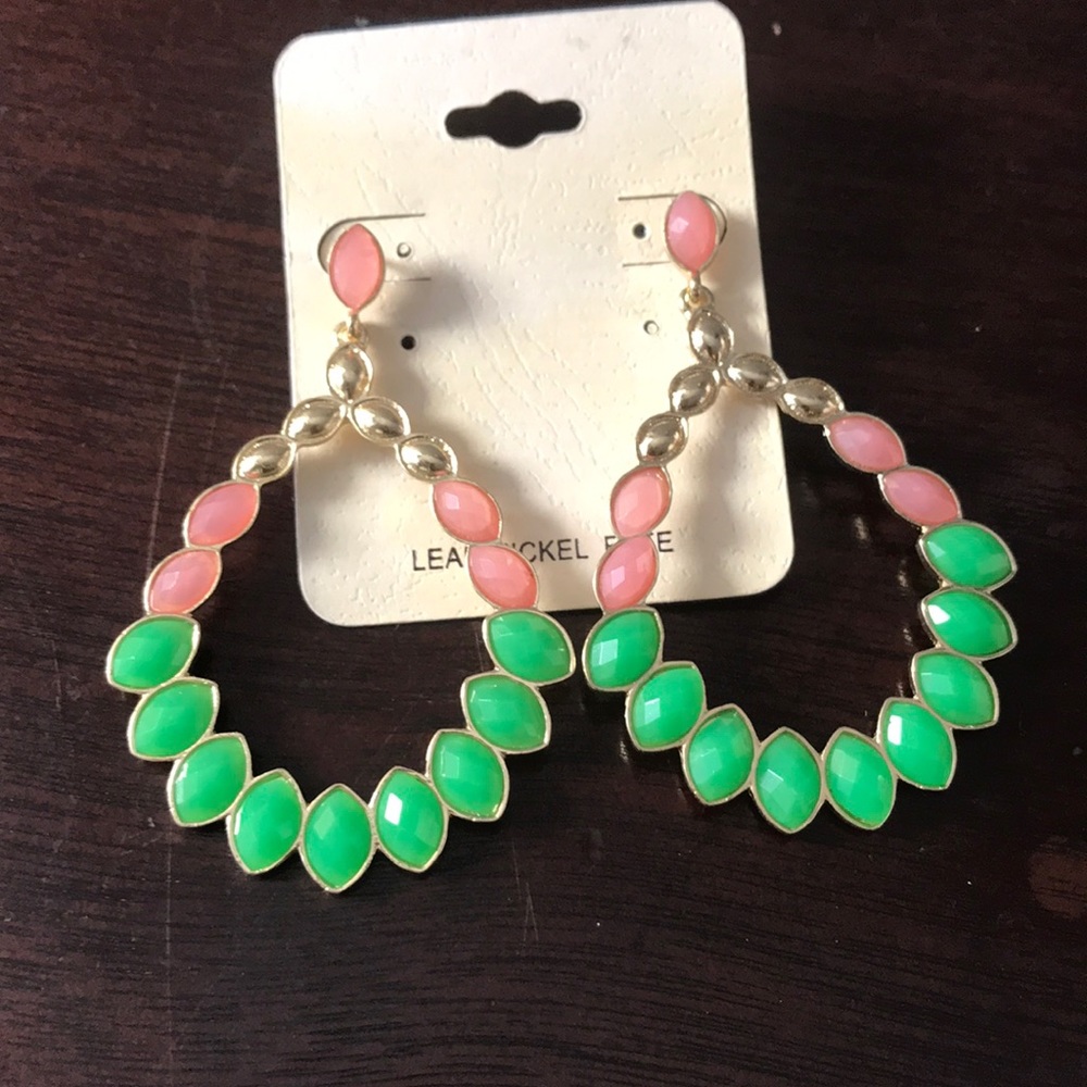 Pink and Green Fashion Earring