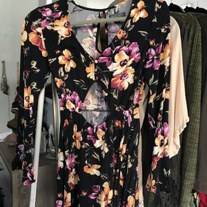 Floral cut out mini dress.