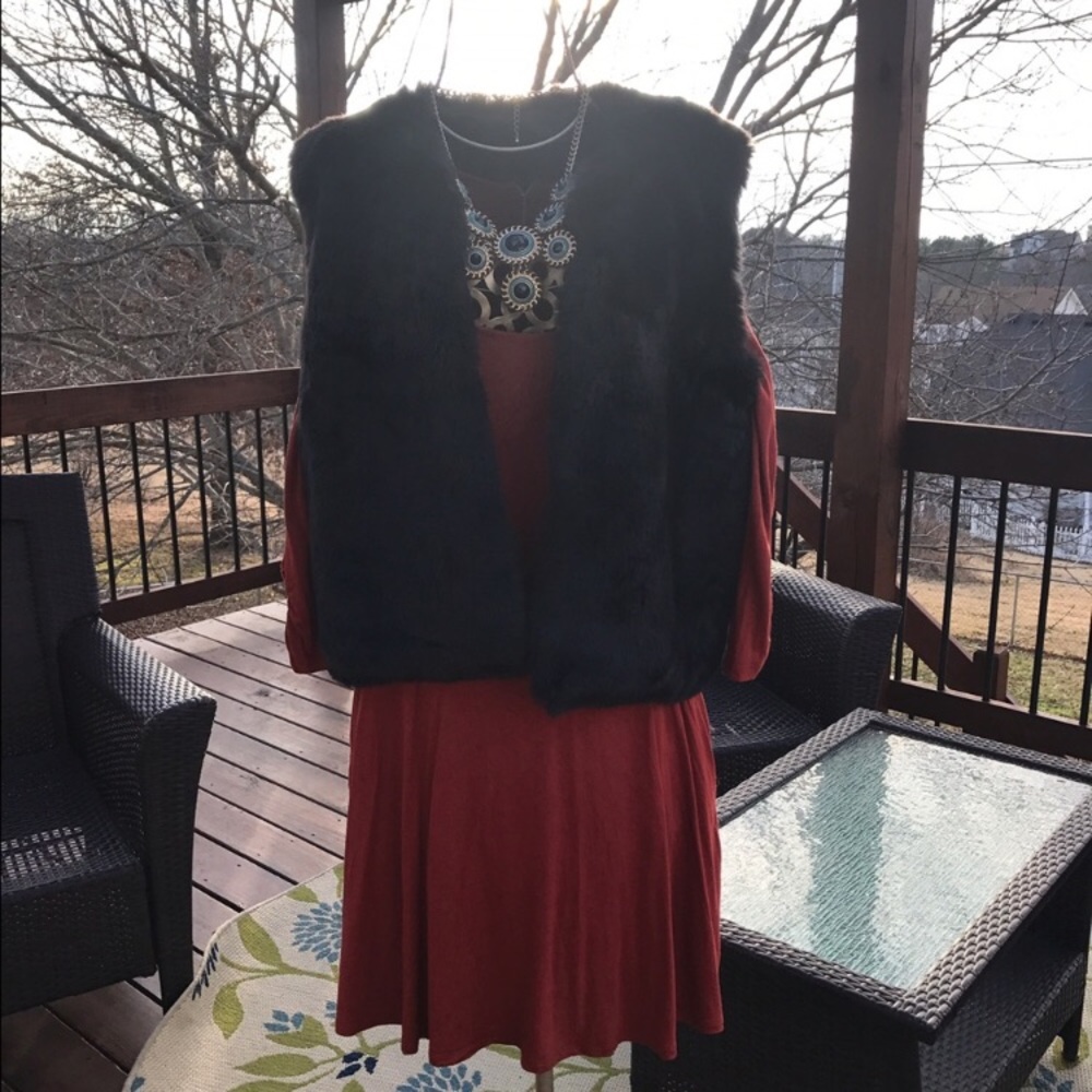Black faux fur vest