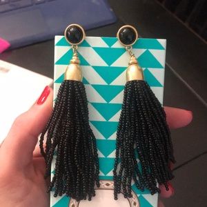 Stella & Dot Gita Tassel Earrings - Black