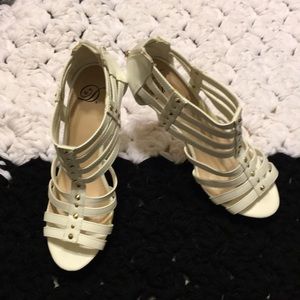 White with gold studs zip up Stilettos