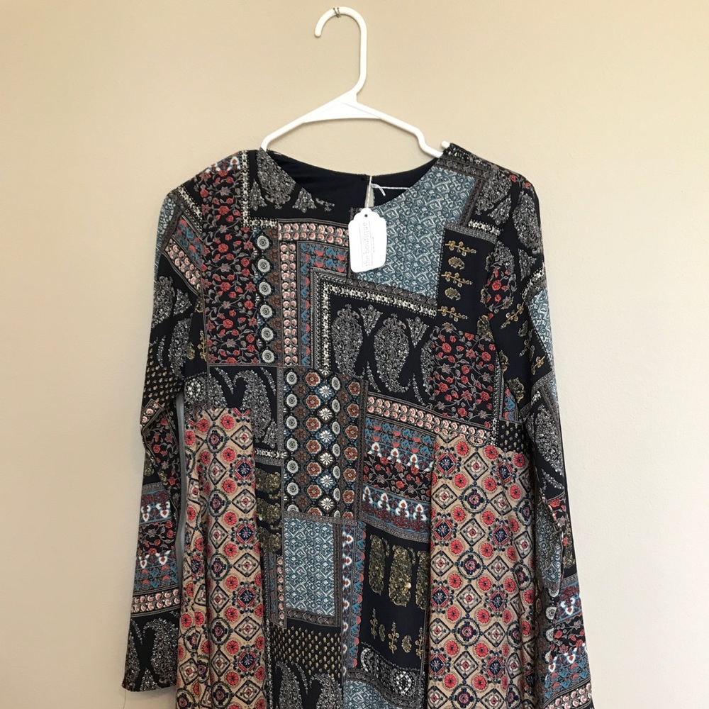 Mixed Print Shift Dress