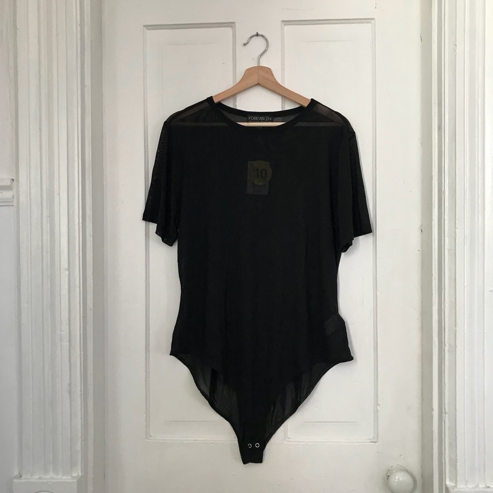 Black Sheer Mesh Bodysuit