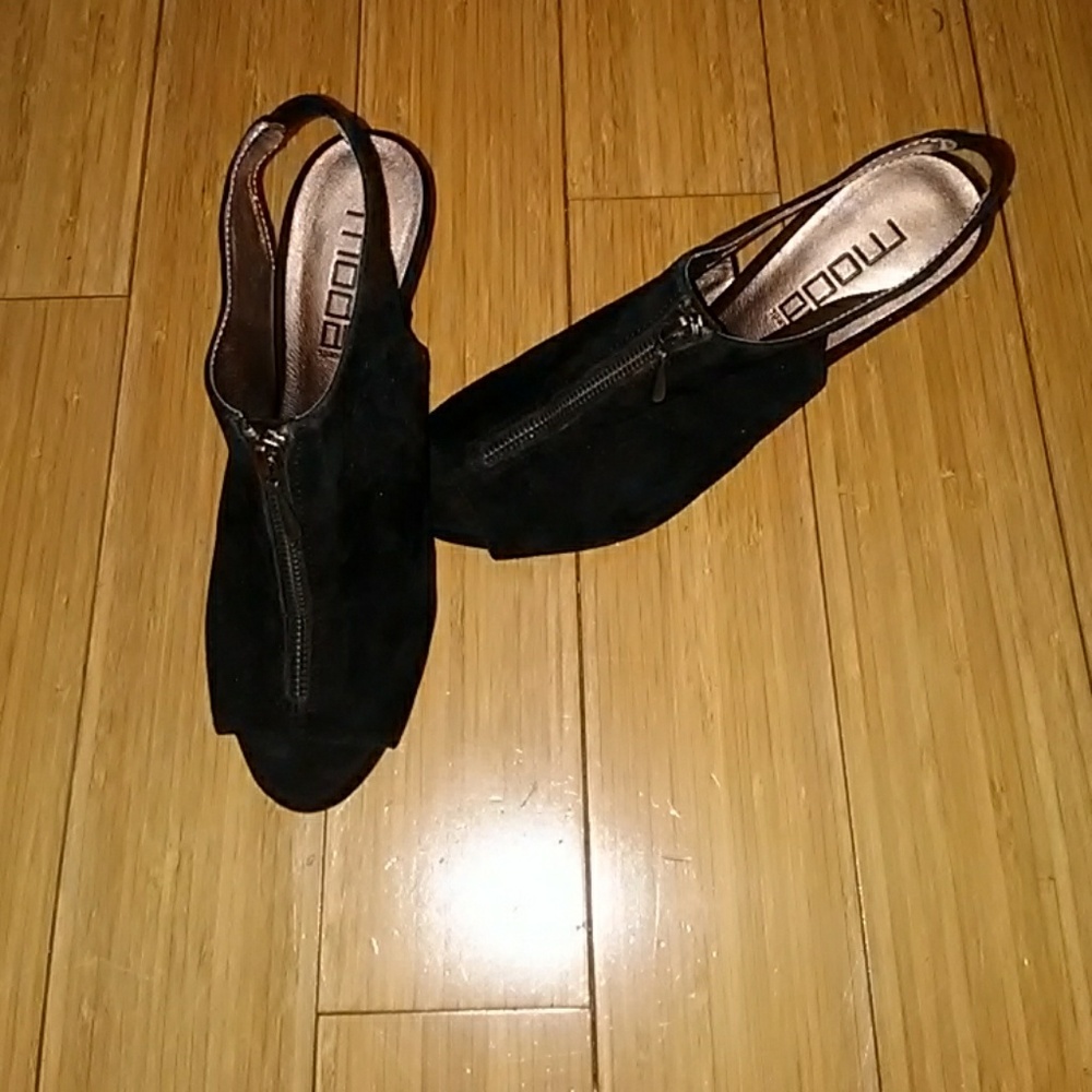 Moda pelle suede peep toe shoes