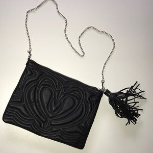 H&M HANDBAG CLUTCH FAUX LEATHER BLACK