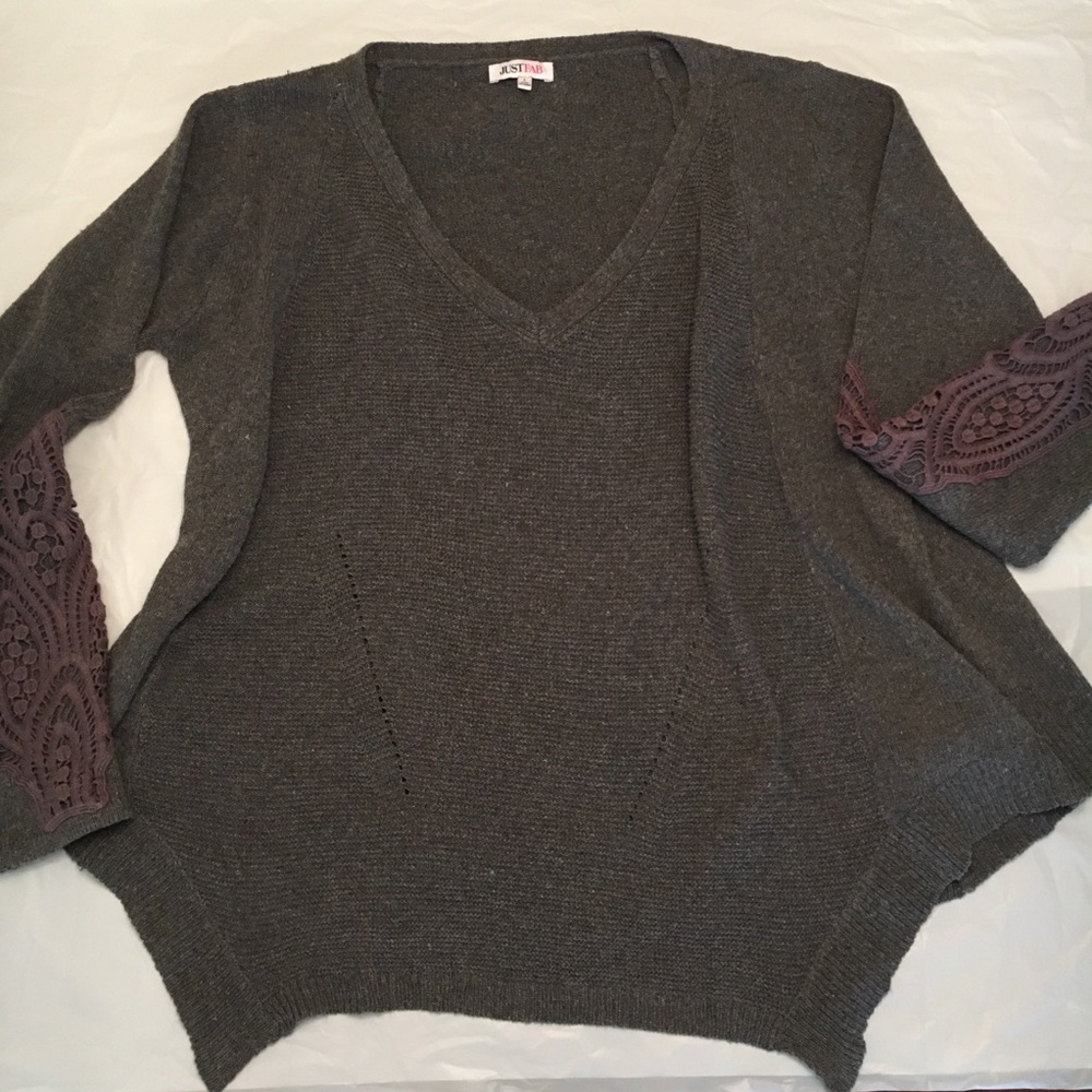 Charcoal Gray Crochet Drape Sweater