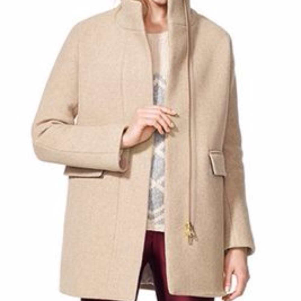 Jcrew stadium cocoon coat size 2 beige