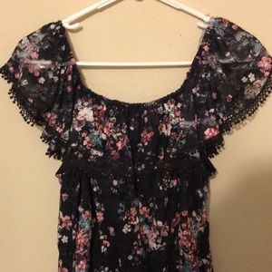 Black and flora print dress
