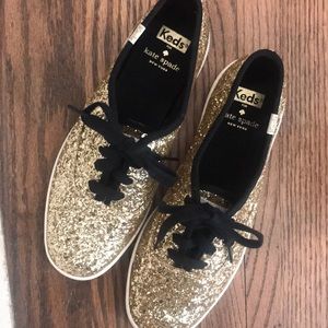 Gold glitter Keds for Kate Spade shoes size 7