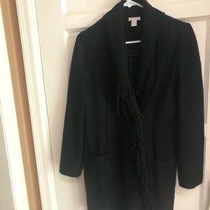 BoHo black fringe sweater coat