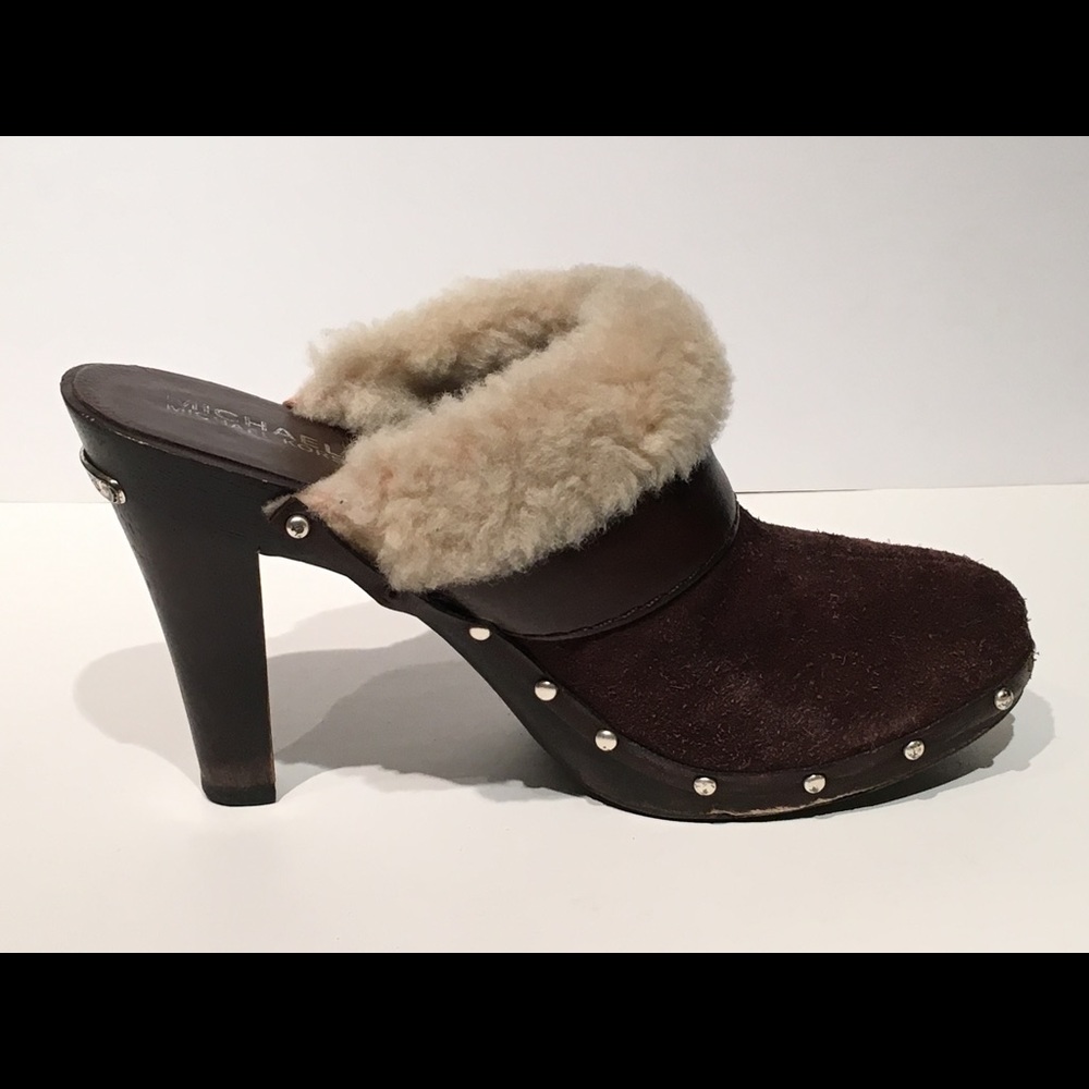 Michael Kors Brown Suede/Shearling Clogs - Picture 3 of 8